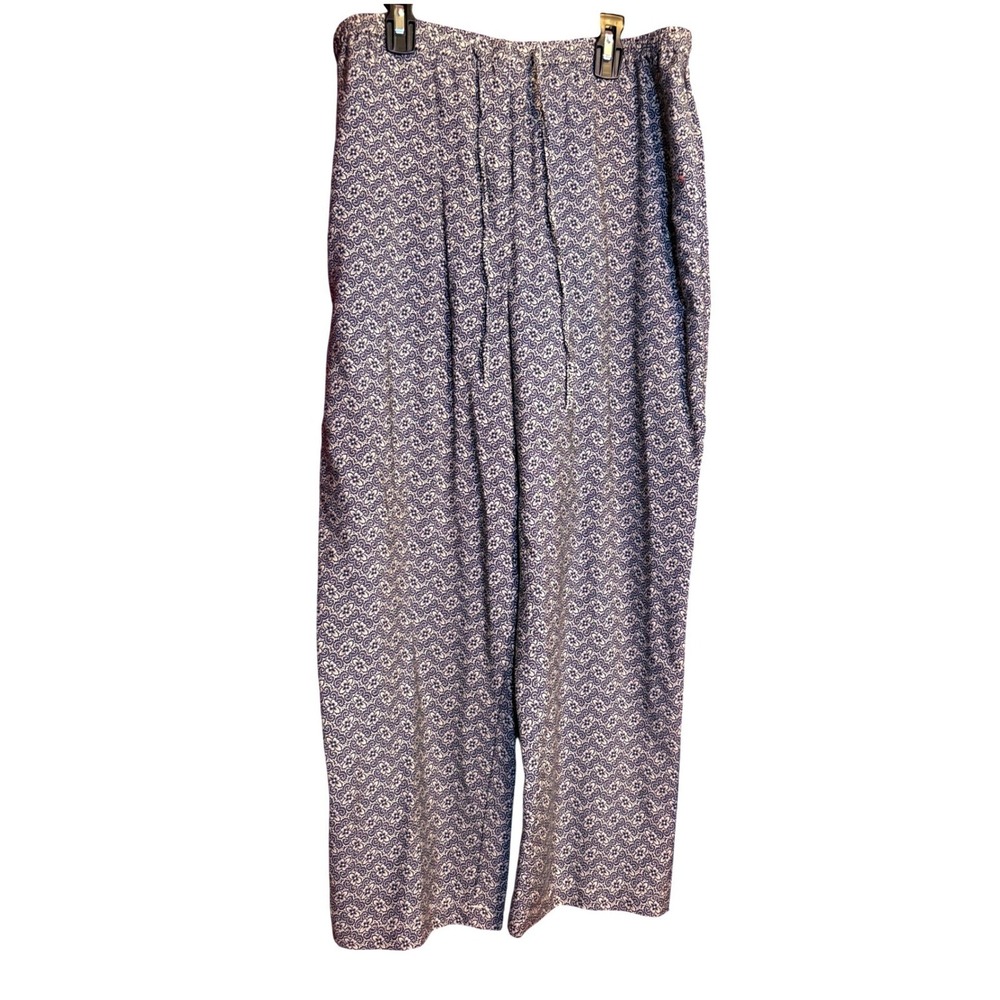 Casual Corner Annex Wide Leg Pant Women Size 8 Blue Floral Excellent Rayon Print